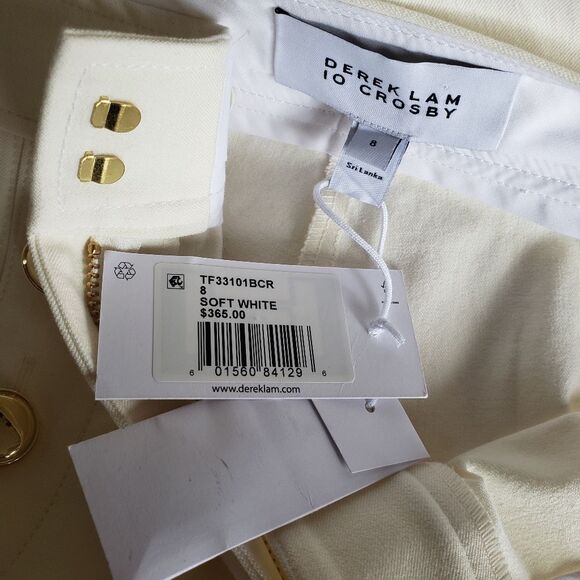 Derek Lam 10 Crosby Cotton Elastane Straight Leg Stretch Pants Size 8 Soft White - Picture 5 of 8
